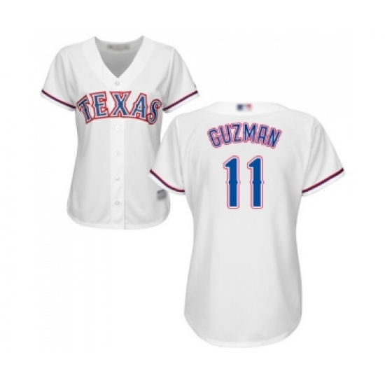 Women's Texas Rangers 11 Ronald Guzman Replica White Home Cool Base Baseball Jersey