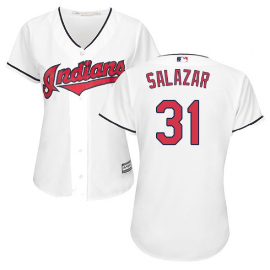 Women's Majestic Cleveland Indians 31 Danny Salazar Authentic White Home Cool Base MLB Jersey