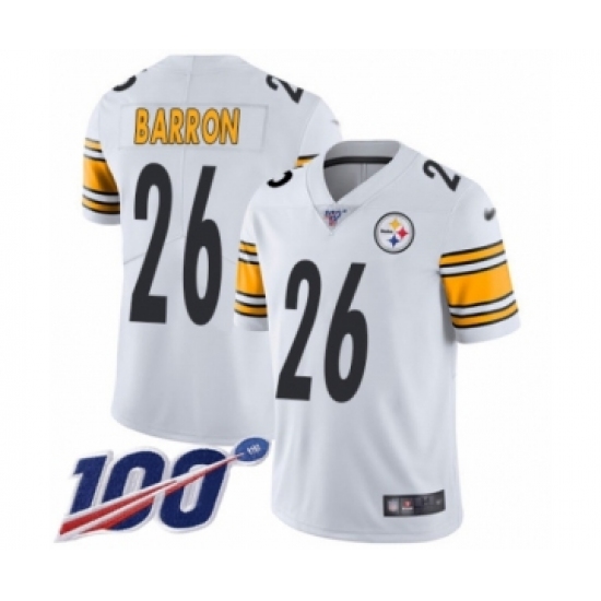 Men's Pittsburgh Steelers 26 Mark Barron White Vapor Untouchable Limited Player 100th Season Football Jersey