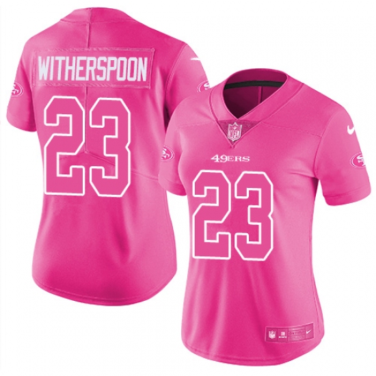 Women's Nike San Francisco 49ers 23 Ahkello Witherspoon Limited Pink Rush Fashion NFL Jersey