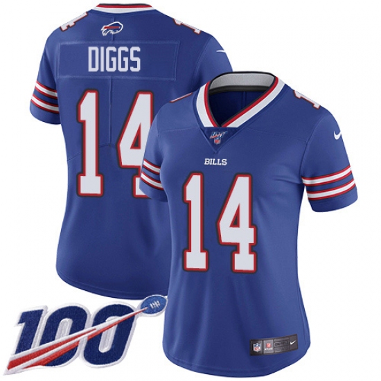 Women's Buffalo Bills 14 Stefon Diggs Royal Blue Team Color Stitched 100th Season Vapor Untouchable Limited Jersey