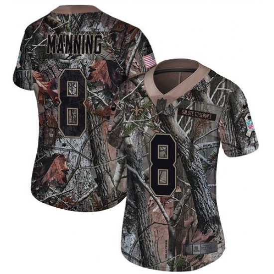 Women's Nike New Orleans Saints 8 Archie Manning Camo Rush Realtree Limited NFL Jersey