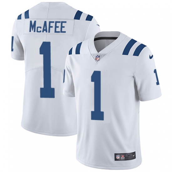 Men's Nike Indianapolis Colts 1 Pat McAfee White Vapor Untouchable Limited Player NFL Jersey