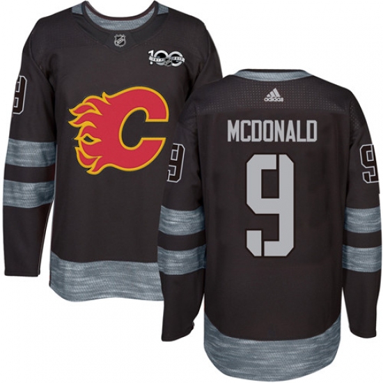 Men's Adidas Calgary Flames 9 Lanny McDonald Authentic Black 1917-2017 100th Anniversary NHL Jersey
