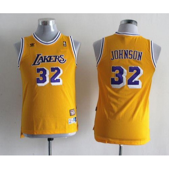 Youth Adidas Los Angeles Lakers 32 Magic Johnson Swingman Gold Throwback NBA Jersey