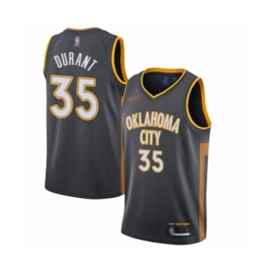 Men's Oklahoma City Thunder 35 Kevin Durant Swingman Charcoal Basketball Jersey - 2019 20 City Edition