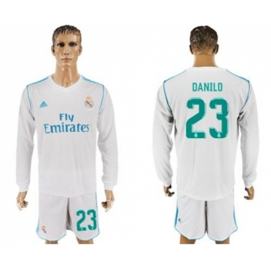 Real Madrid 23 Danilo White Home Long Sleeves Soccer Club Jersey
