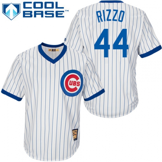 Men's Majestic Chicago Cubs 44 Anthony Rizzo Replica White Home Cooperstown MLB Jersey