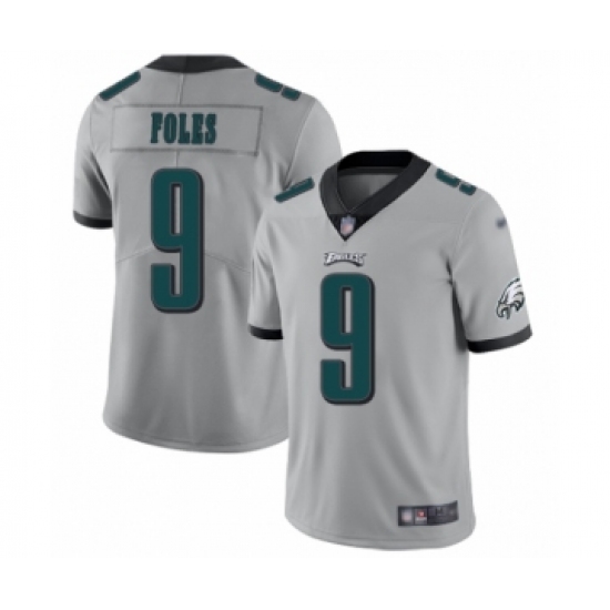 Youth Philadelphia Eagles 9 Nick Foles Limited Silver Inverted Legend Football Jersey