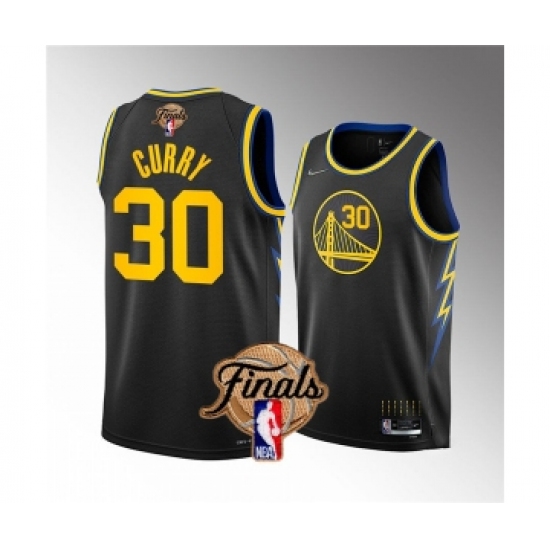 Men's Golden State Warriors 30 Stephen Curry 2022 Black NBA Finals Stitched Jersey