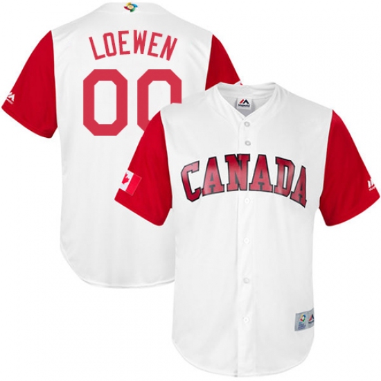 Men's Canada Baseball Majestic 00 Adam Loewen White 2017 World Baseball Classic Replica Team Jersey