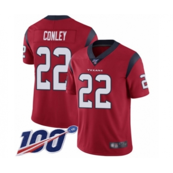 Men's Houston Texans 22 Gareon Conley Red Alternate Vapor Untouchable Limited Player 100th Season Football Jersey