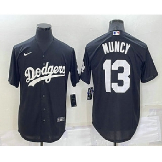 Men's Los Angeles Dodgers 13 Max Muncy Black Turn Back The Clock Stitched Cool Base Jersey