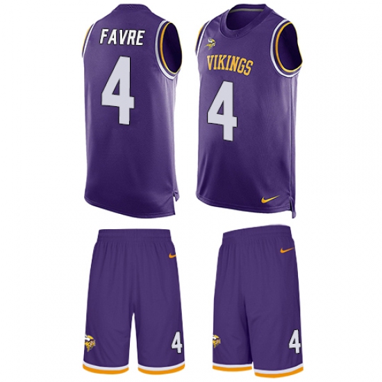 Men's Nike Minnesota Vikings 4 Brett Favre Limited Purple Tank Top Suit NFL Jersey