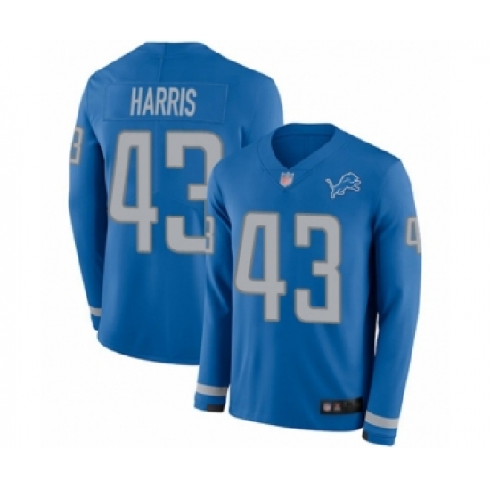 Youth Detroit Lions 43 Will Harris Limited Blue Therma Long Sleeve Football Jersey