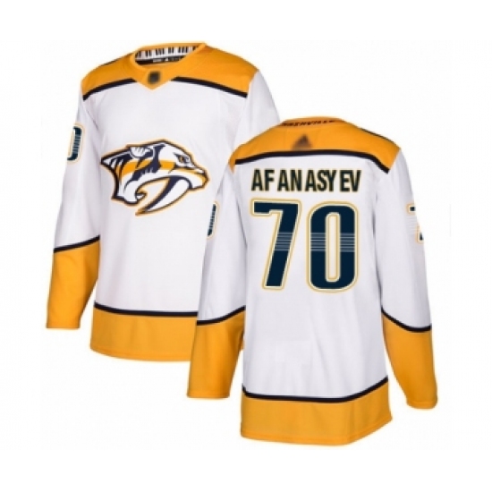Youth Nashville Predators 70 Egor Afanasyev Authentic White Away Hockey Jersey