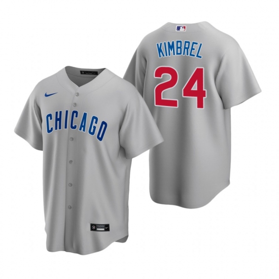 Men's Nike Chicago Cubs 24 Craig Kimbrel Gray Road Stitched Baseball Jersey