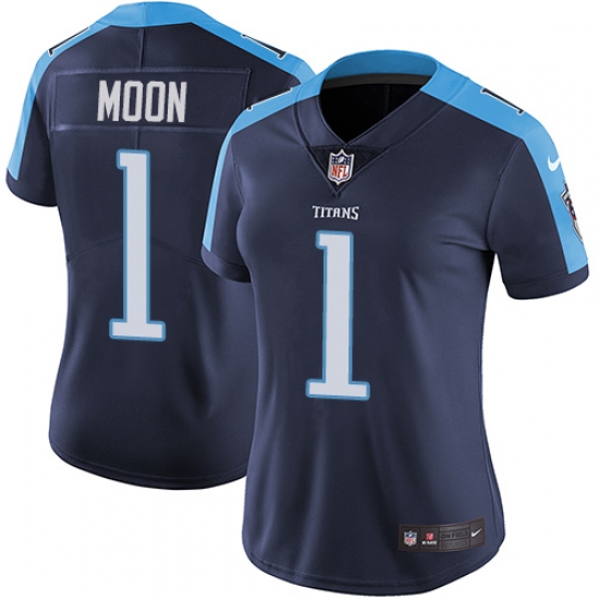 Women's Nike Tennessee Titans 1 Warren Moon Navy Blue Alternate Vapor Untouchable Limited Player NFL Jersey
