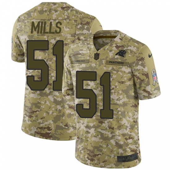 Men's Nike Carolina Panthers 51 Sam Mills Limited Camo 2018 Salute to Service NFL Jersey