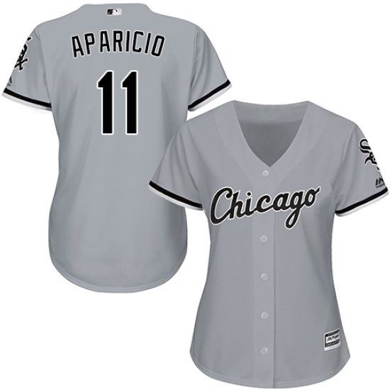 Women's Majestic Chicago White Sox 11 Luis Aparicio Authentic Grey Road Cool Base MLB Jersey