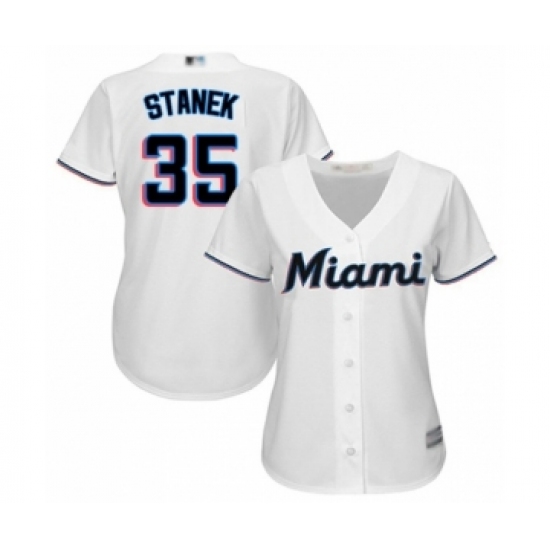 Women's Miami Marlins 35 Ryne Stanek Authentic White Home Cool Base Baseball Player Jersey