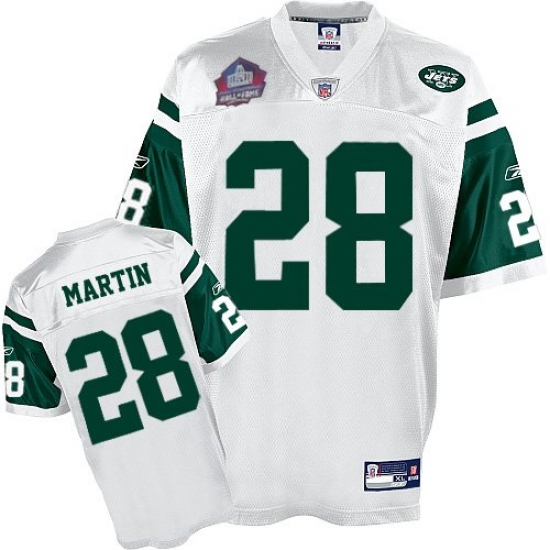 Reebok New York Jets 28 Curtis Martin White Hall of Fame 2012 Replica Throwback NFL Jersey