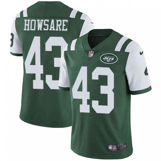Men's Nike New York Jets 43 Julian Howsare Green Team Color Vapor Untouchable Limited Player NFL Jersey