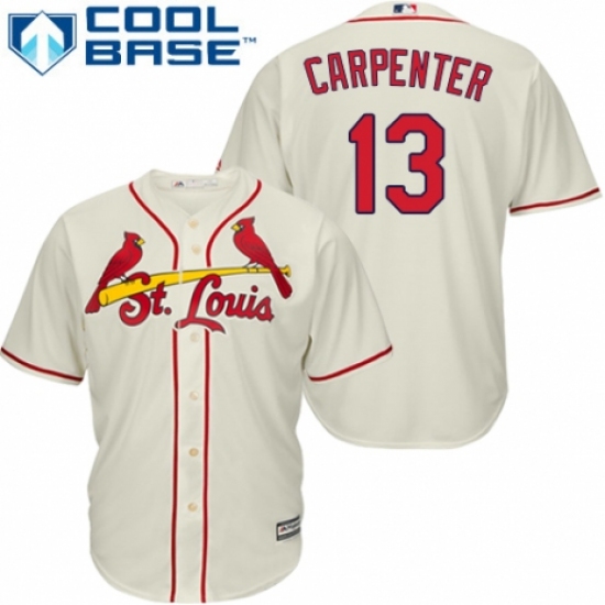 Men's Majestic St. Louis Cardinals 13 Matt Carpenter Replica Cream Alternate Cool Base MLB Jersey