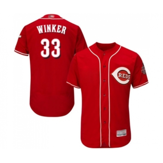 Men's Cincinnati Reds 33 Jesse Winker Red Alternate Flex Base Authentic Collection Baseball Jersey