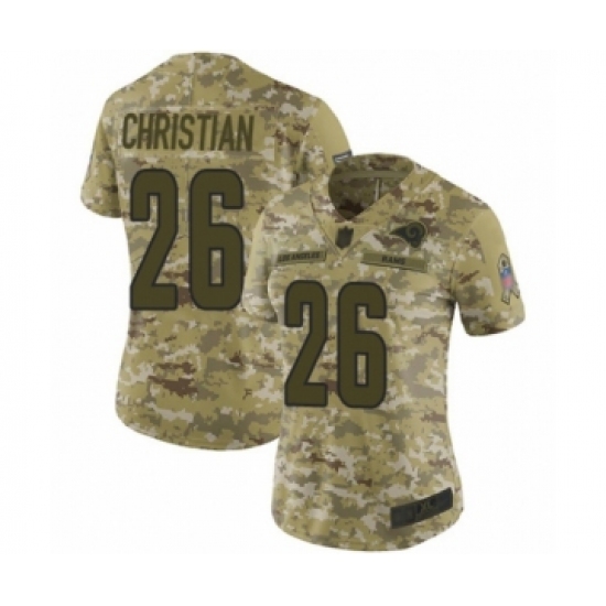 Women's Los Angeles Rams 26 Marqui Christian Limited Camo 2018 Salute to Service Football Jersey
