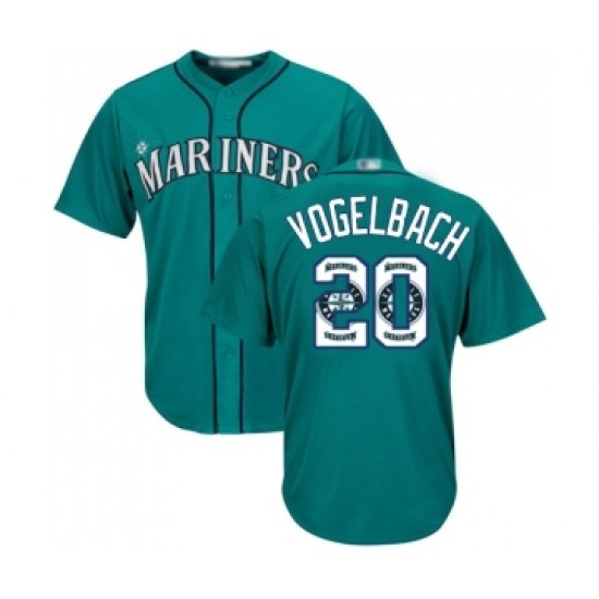 Men's Seattle Mariners 20 Dan Vogelbach Authentic Teal Green Team Logo Fashion Cool Base Baseball Jersey