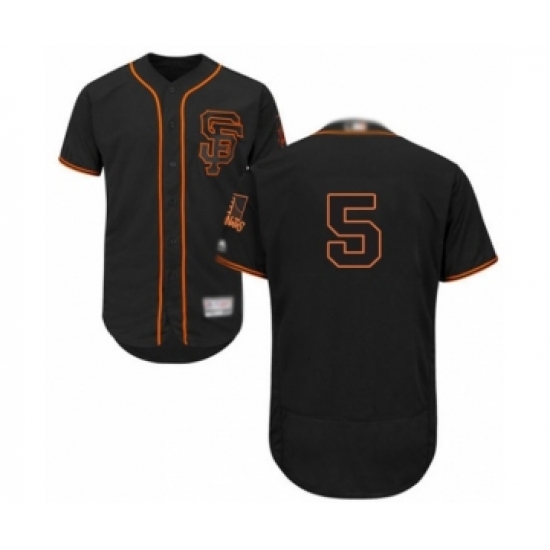 Men's San Francisco Giants 5 Mike Yastrzemski Black Alternate Flex Base Authentic Collection Baseball Player Jersey