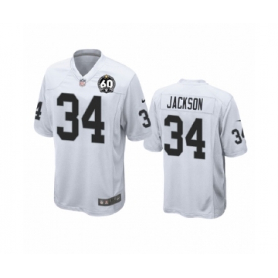 Women's Oakland Raiders 34 Bo Jackson Game 60th Anniversary White Football Jersey