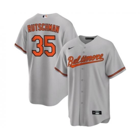 Men's Baltimore Orioles 35 Adley Rutschman Gray Cool Base Stitched Jersey