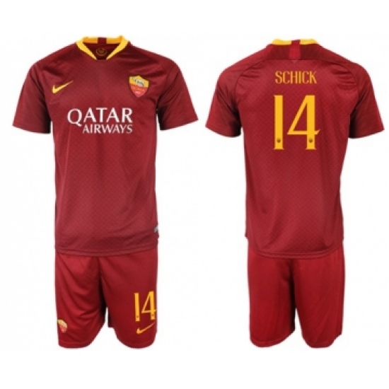 Roma 14 Schick Red Home Soccer Club Jersey