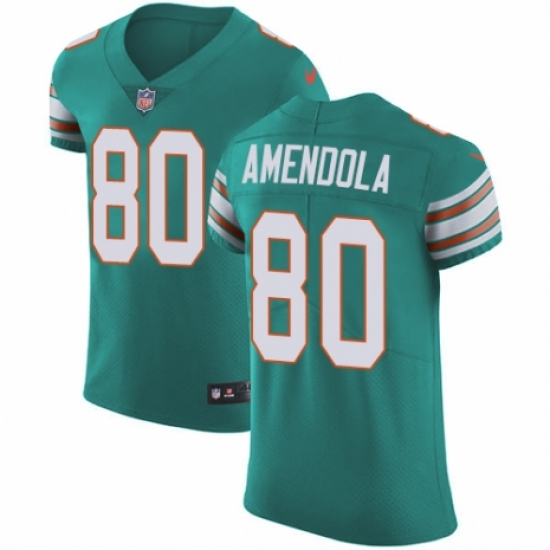 Men's Nike Miami Dolphins 80 Danny Amendola Aqua Green Alternate Vapor Untouchable Elite Player NFL Jersey