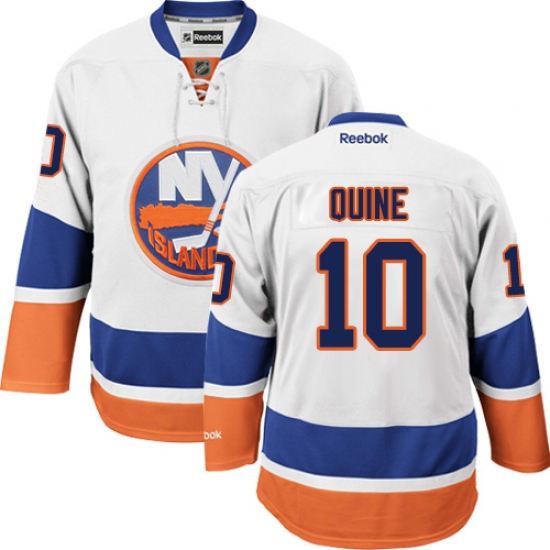 Men's Reebok New York Islanders 10 Alan Quine Authentic White Away NHL Jersey