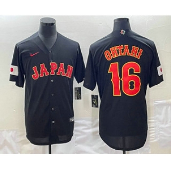 Men's Japan Baseball 16 Shohei Ohtani 2023 Black World Classic Stitched Jersey