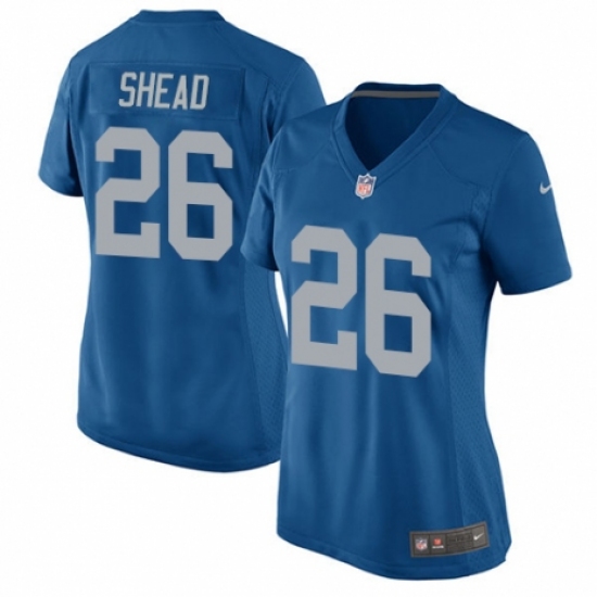 Women's Nike Detroit Lions 26 DeShawn Shead Game Blue Alternate NFL Jersey