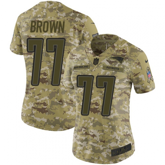 Women's Nike New England Patriots 77 Trent Brown Limited Camo 2018 Salute to Service NFL Jersey