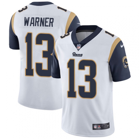 Youth Nike Los Angeles Rams 13 Kurt Warner White Vapor Untouchable Limited Player NFL Jersey