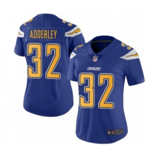 Women's Los Angeles Chargers 32 Nasir Adderley Limited Electric Blue Rush Vapor Untouchable Football Jersey