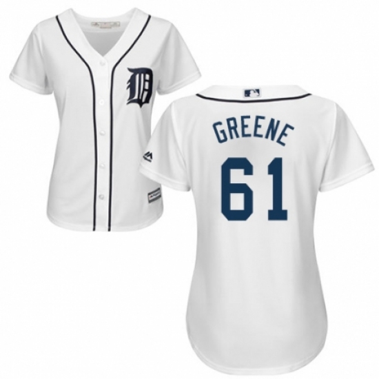 Women's Majestic Detroit Tigers 61 Shane Greene Replica White Home Cool Base MLB Jersey