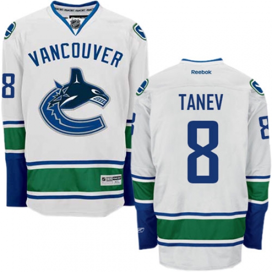 Men's Reebok Vancouver Canucks 8 Christopher Tanev Authentic White Away NHL Jersey