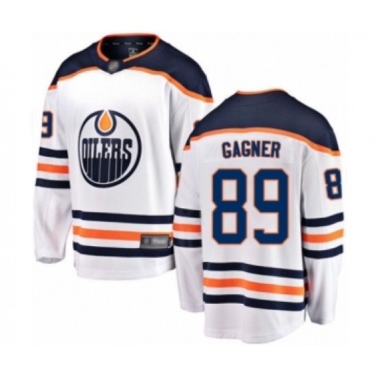 Men's Edmonton Oilers 89 Sam Gagner Authentic White Away Fanatics Branded Breakaway Hockey Jersey