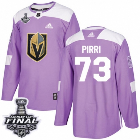 Men's Adidas Vegas Golden Knights 73 Brandon Pirri Authentic Purple Fights Cancer Practice 2018 Stanley Cup Final NHL Jersey