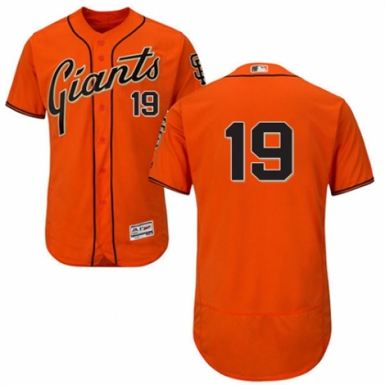 Men's Majestic San Francisco Giants 19 Alen Hanson Orange Alternate Flex Base Authentic Collection MLB Jersey