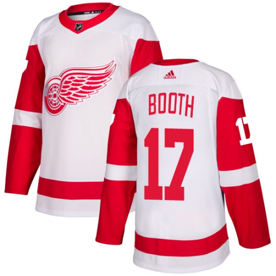 Women's Adidas Detroit Red Wings 17 David Booth Authentic White Away NHL Jersey
