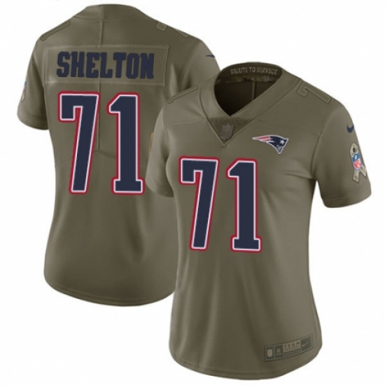 Women's Nike New England Patriots 71 Danny Shelton Limited Olive 2017 Salute to Service NFL Jersey