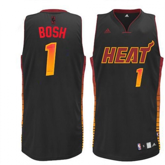Men's Adidas Miami Heat 1 Chris Bosh Swingman Black Vibe NBA Jersey
